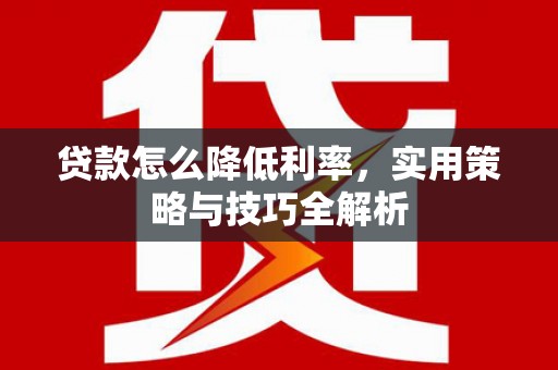 齐河贷款怎么降低利率，实用策略与技巧全解析